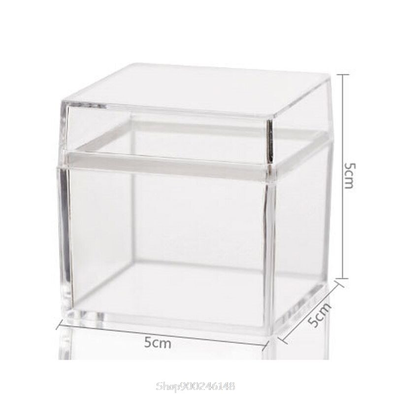 Clear Acrylic 5 Sided Jewelry Display Storage Box Case Square Cube Props Box D08 20