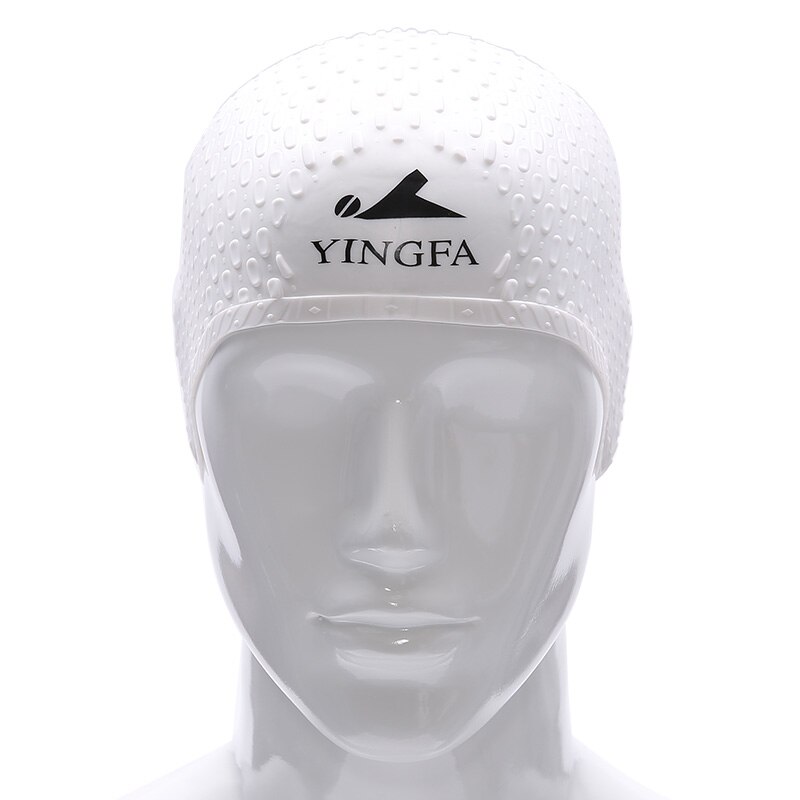 Siliconen Waterdicht Zwemmen Caps Beschermen Oren Lange Haar Sport Zwemmen Zwembad Hoed Badmuts Gratis Grootte Voor Mannen Vrouwen Volwassenen: white