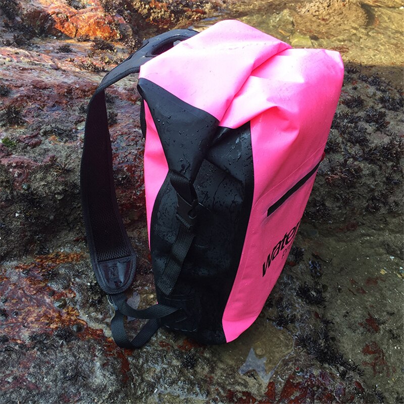 25l vandtæt svømmetaske udendørs rygsæk spand tør sæk opbevaringspose rafting sports rejsetaske: Lyserød