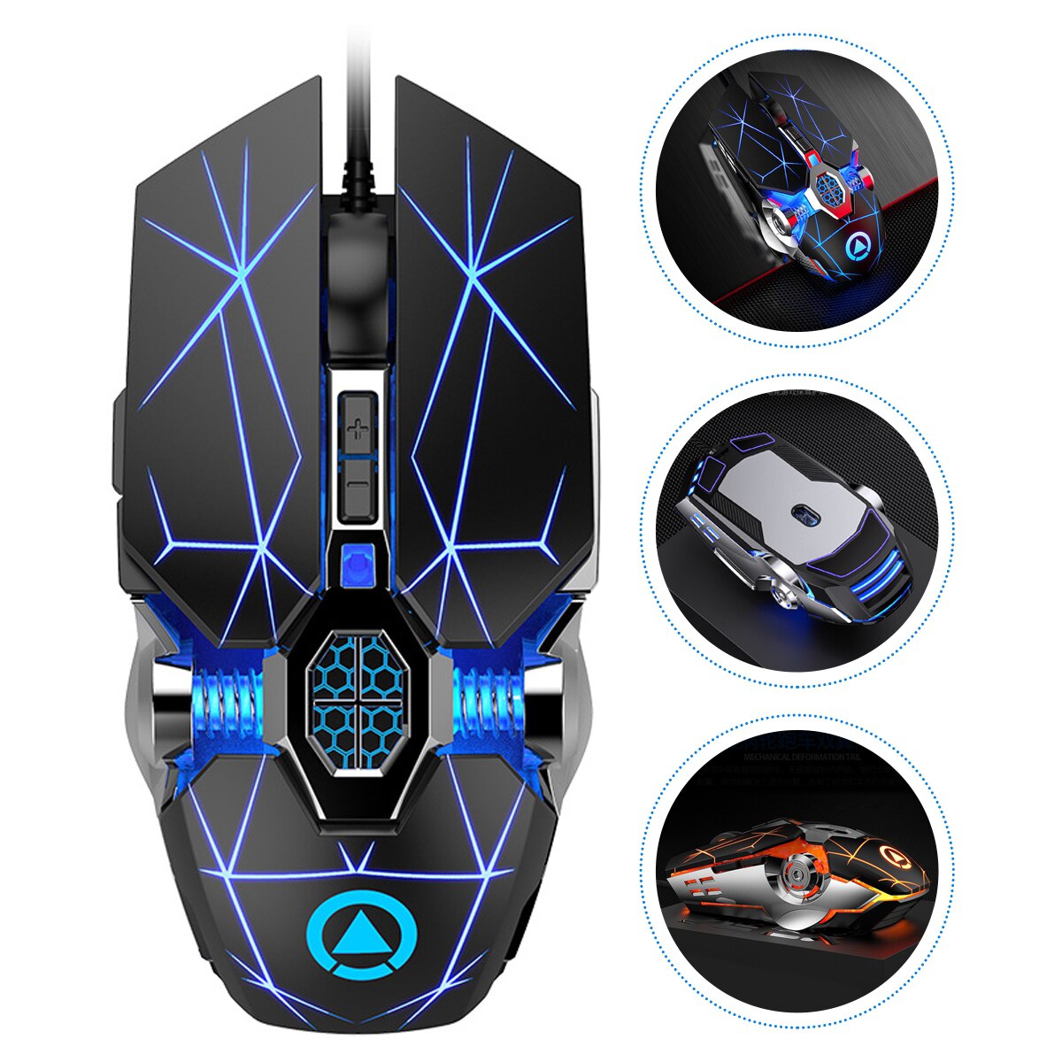 USB Gaming RGB LED Wired Computer Gaming Mice Computer Accessory: Black