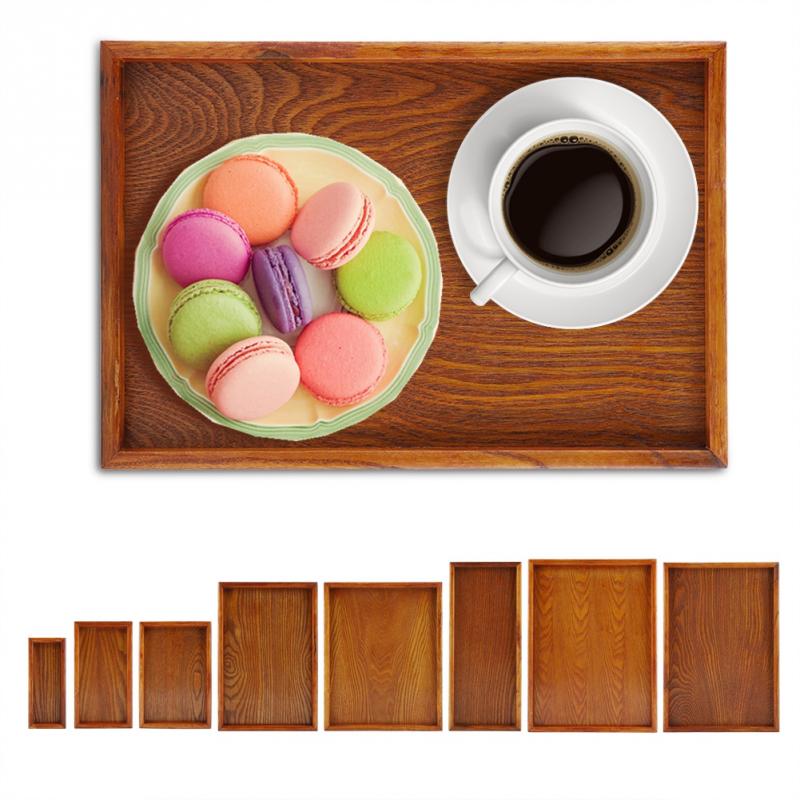 Bandeja de té rectangular de madera a la , plato para servir, plato para almacenar comida y aperitivos para Hotel, plato para cocina y cocina, para postres y aperitivos