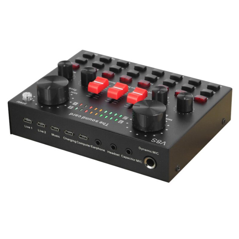 V8S Mobiele Telefoon Microfoon Live Usb Externe Geluidskaart Voor Mobiele Computer Audio Interface Geluidskaart Met Bluetooth