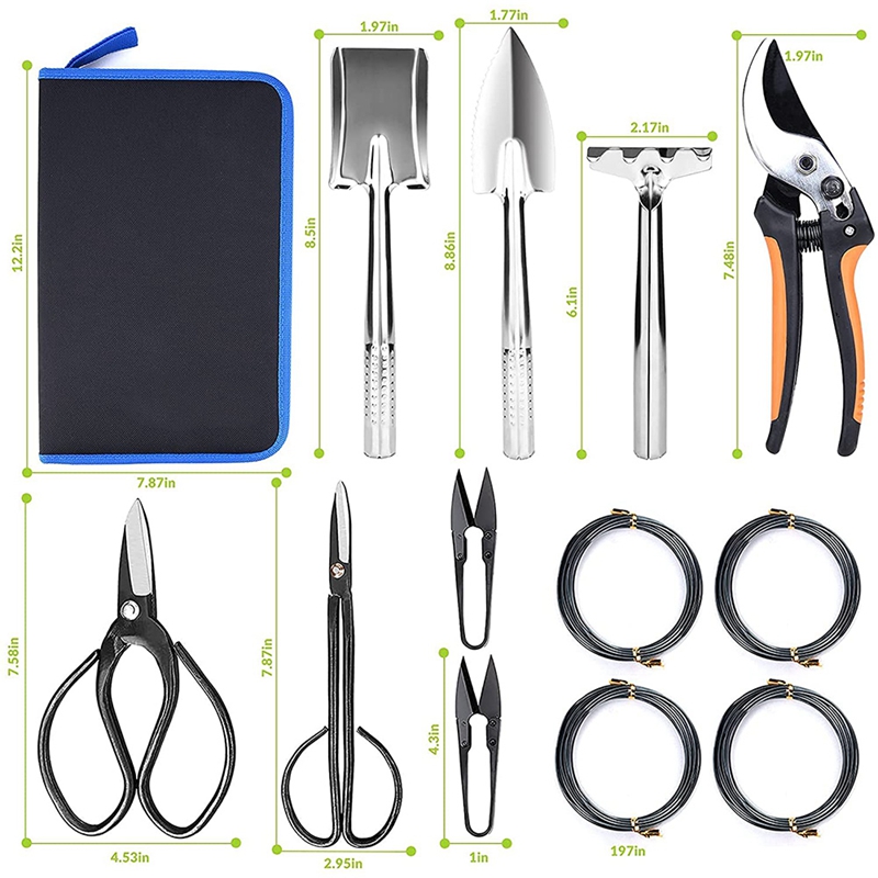 GTBL Bonsai Tool, Garden Tools Set, Secateurs Set Mini Shovel Rake Set Bonsai Training Wire For Bonsai Gardening Bonsai Tools