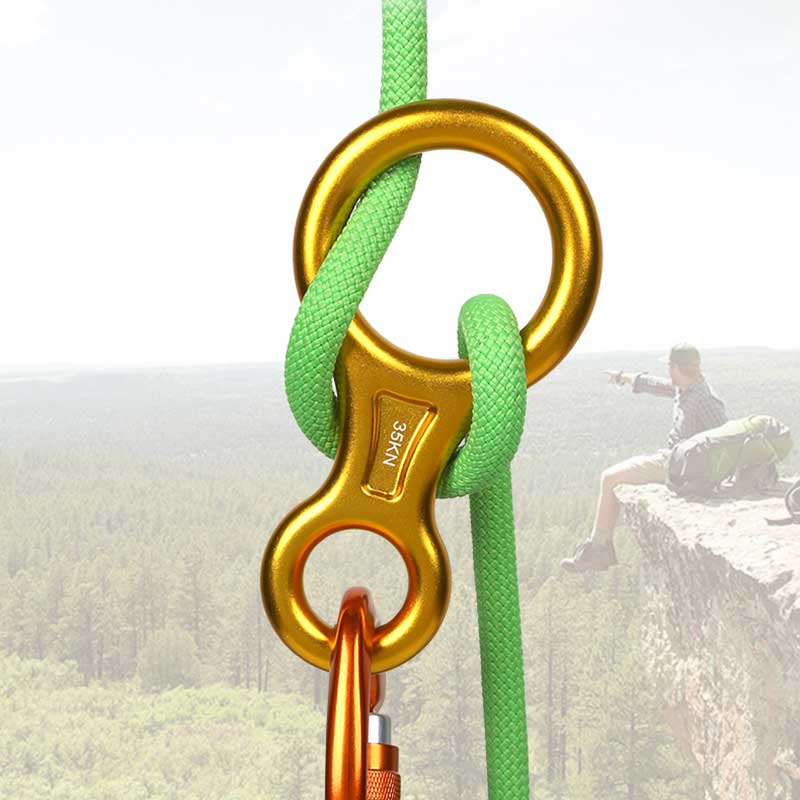 Mousqueton d'escalade 35KN, figurine 8, corde de rappel, descente, figurine en aluminium, dispositif d'assurage, équipement de descente en rappel