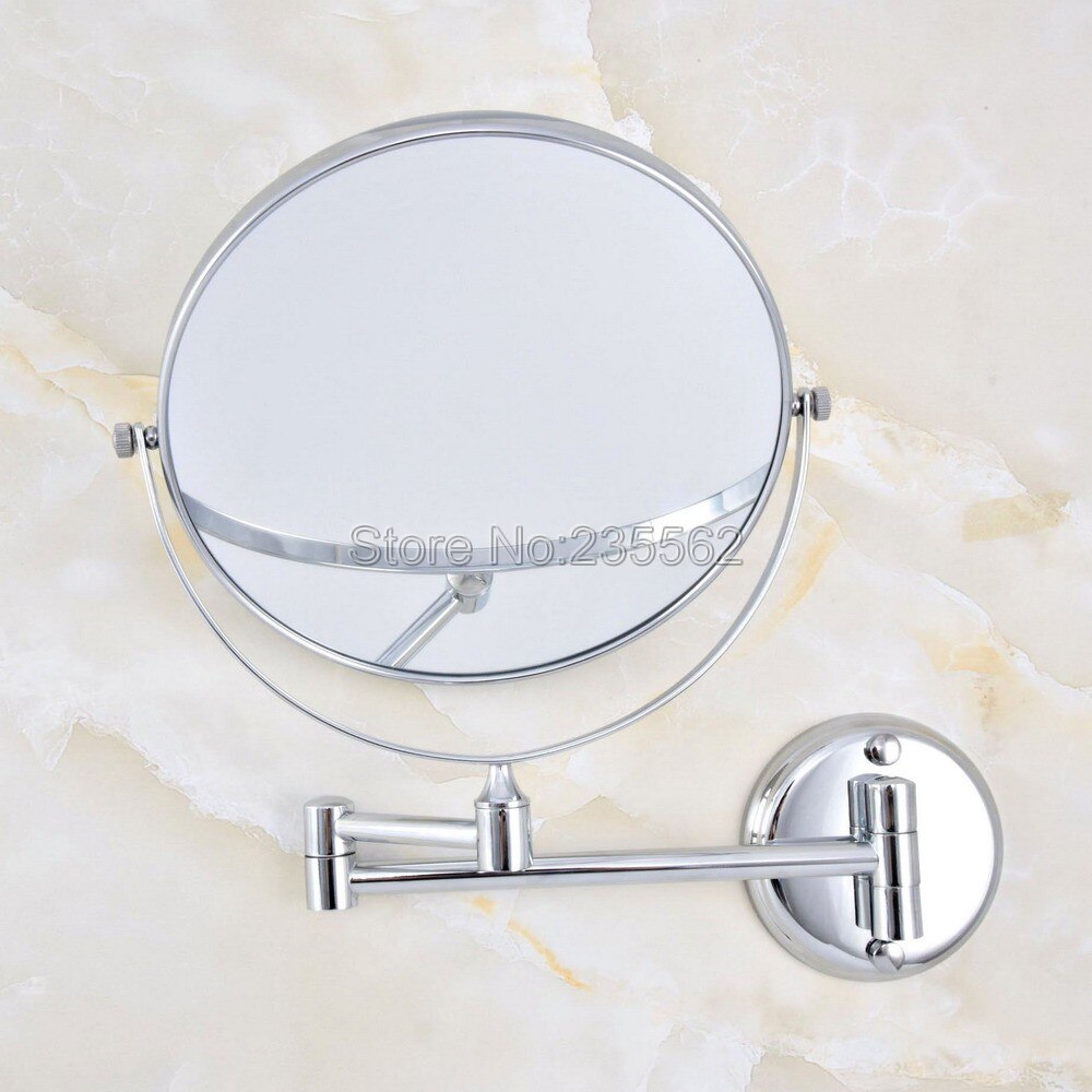 Chrome Folding Dual Arm Extend Bathroom Makeup mirrors 1:1 and 1:3 magnifier Cosmetic Bathroom Wall Mirror Lba633