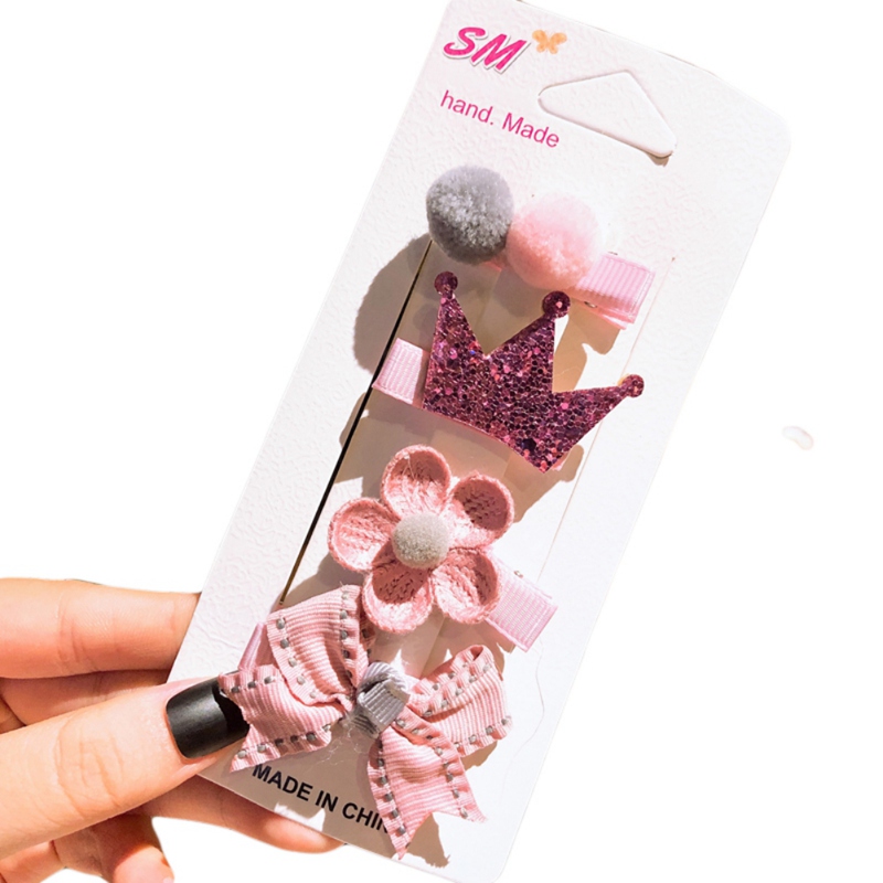 4Pcs Leuke Baby Meisjes Headwears Haarspeld Kids Baby Strik Bloem Haarspelden Set Kinderen Haar Accessoires: A5