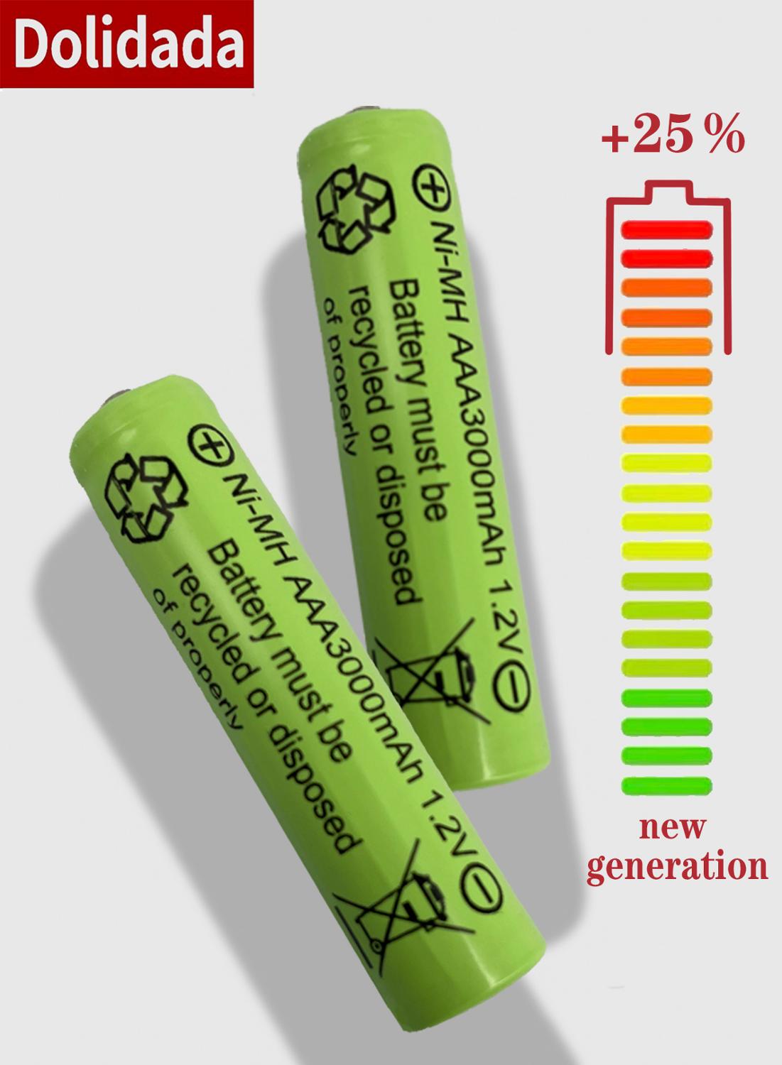 Pilas recargables amarillas AAA de 3000mAh, 3A, 1,2 V Ni-MH, para juguetes MP3 RC, linterna led