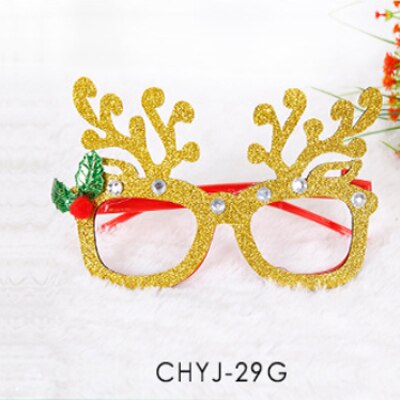 Jul fest dekorasjon søte tegneserie briller ramme glitret briller ingen linse for barn voksne xmas: Gråte -29g