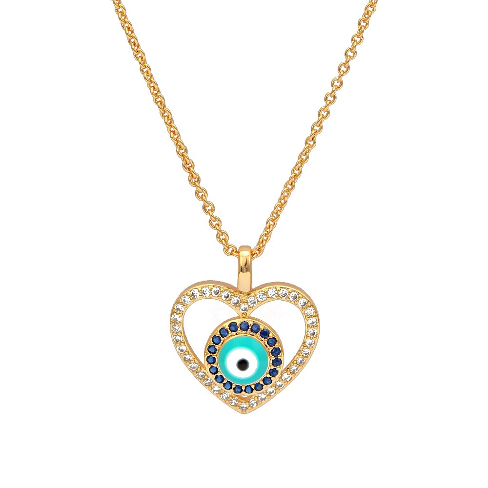 Ojo de la suerte Fátima Hamsa mano turco mal ojo colgante collar de Color dorado cadena larga Collar para mujeres niñas joyería de: 11