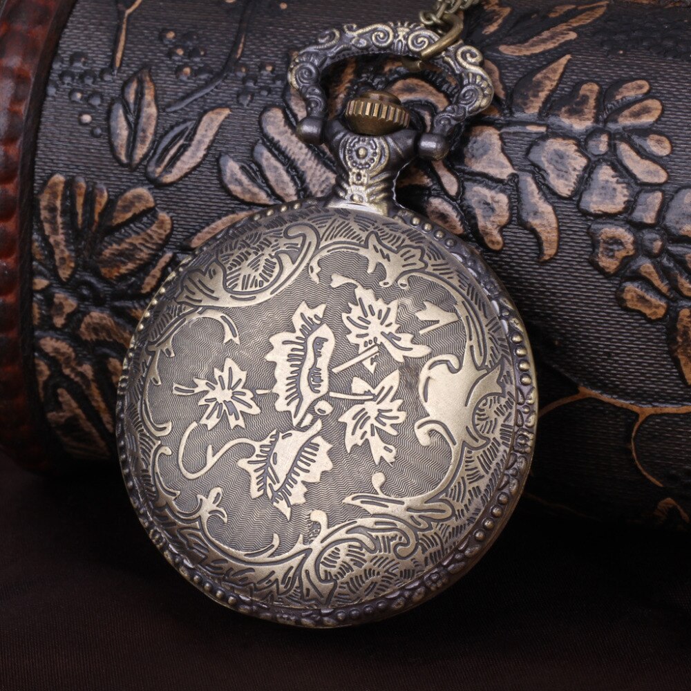 Brons Fob Horloge Antieke Vintage Kroon Zakhorloge Ketting met Ketting Klok