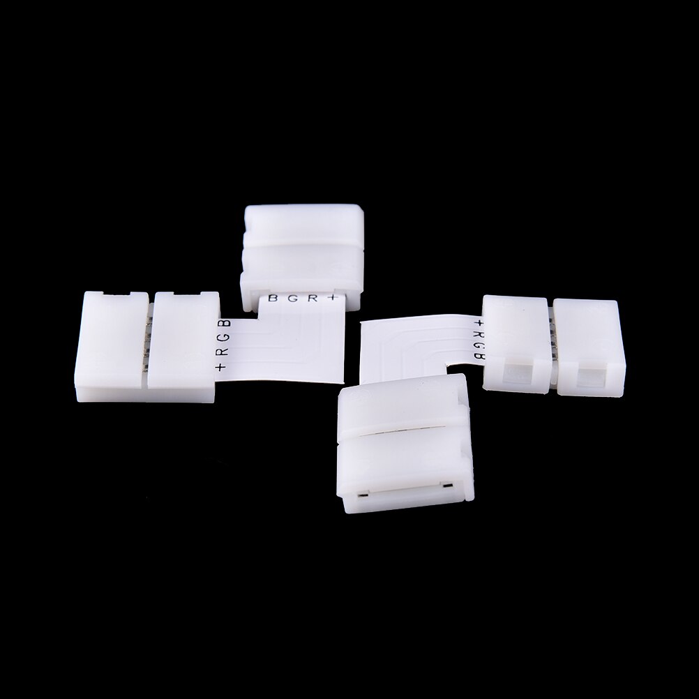 10mm 4-Pin RGB PBC LED Light Strip Connector Gapless Strip To Strip Solderless Adapter For SMD 3528 2835 Strip White