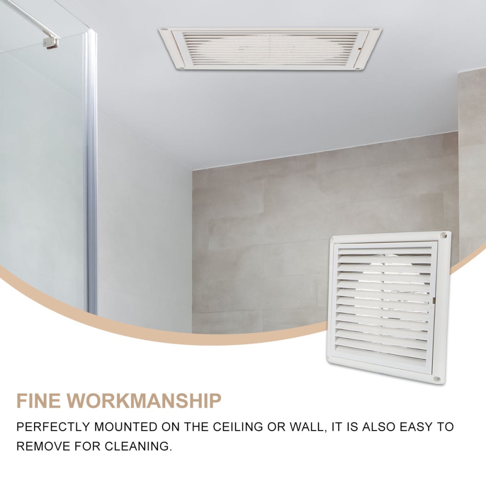 1PC Air Vent Ventilation Grill Cover Wall Ceiling Mounted Vent Built-in Fly Screen Mesh for Bathroom Office Home (White, 100mm)