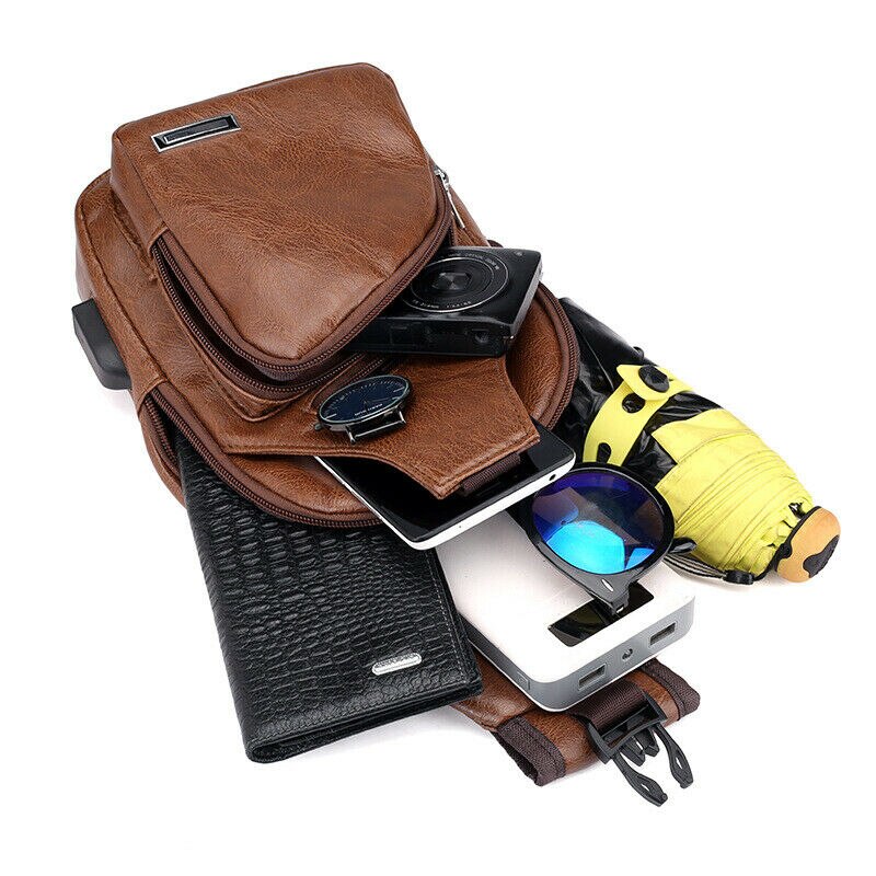Neue für männer Polyester Kleine Gurt Brust Pack Umhängetasche USB Ladung Taschen Sport Reisetaschen