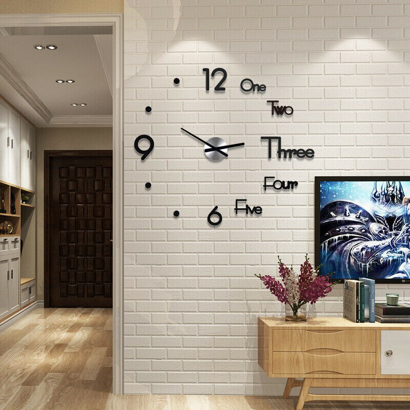 Thuis 40Cm 3D Wandklok Zelfklevende Muursticker Moderne Grote Muur Horloge Creatieve Acryl Spiegel Klok Muur art Decal Quartz