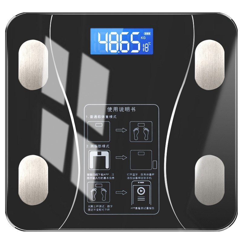 Bathroom Body Scale Digital Human Weight Mi Scales Floor Lcd Display Body Index Electronic Smart Weighing Scales: Black