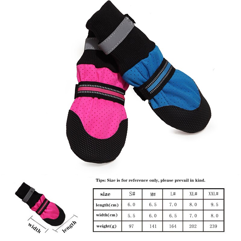 Chaussures respirantes pour chien, 4 pièces, en caoutchouc, antidérapantes, protecteur de pattes, réfléchissant , pour chiots moyens et grands, chaussures décontractées et Husky