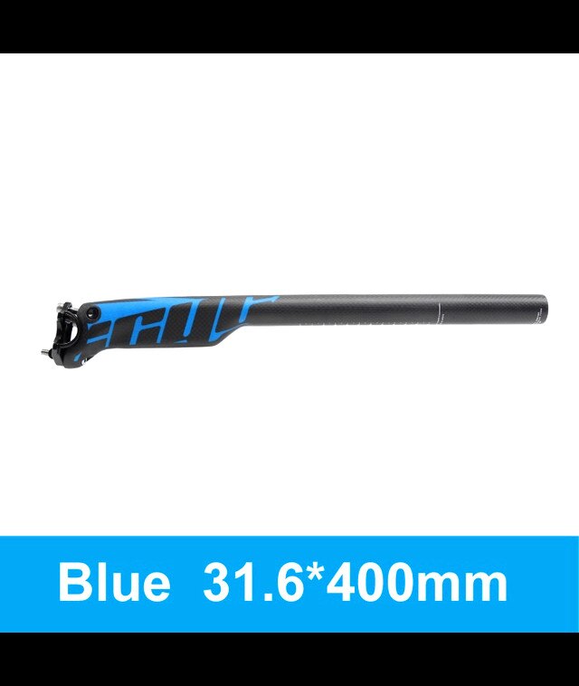 Bike Full Carbon Fiber Seat Post MTB Mountain Bike Road Bicycle Ultralight Seat Tube 27.2/30.9/31.6mm*350mm/400mm Bike Seatpost: 31.6x400mm Blue
