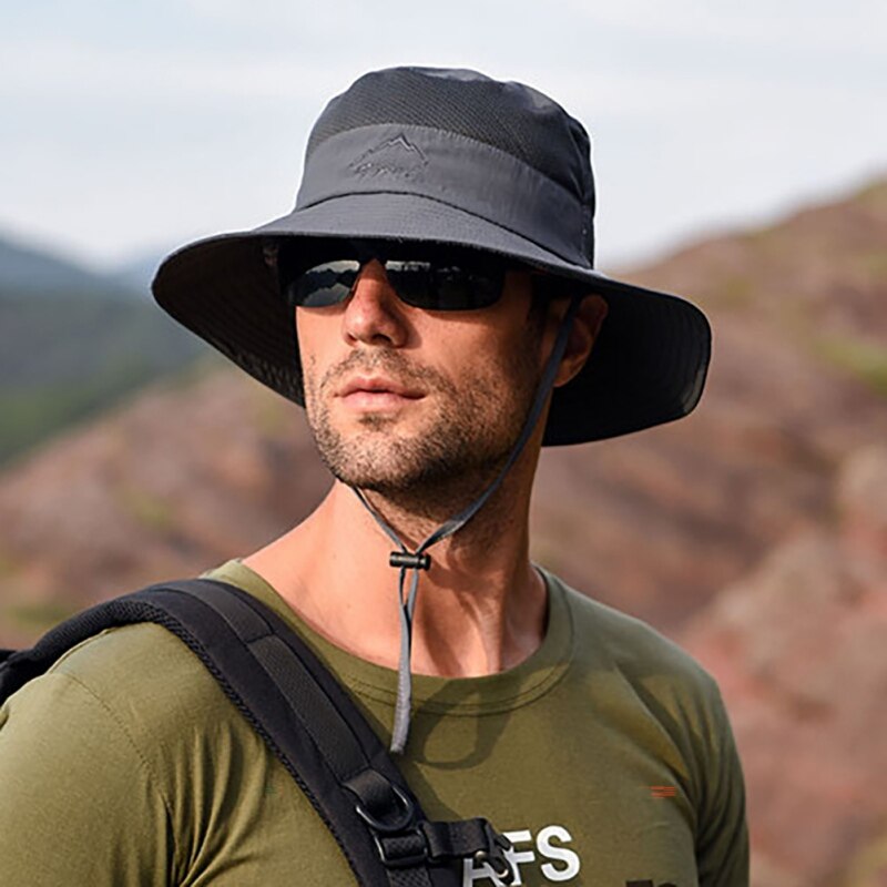 Summer Quick-drying Boonie Men Women Hat Outdoor Face Mask Wide Brim Bucket Hat Sun Protection Cap