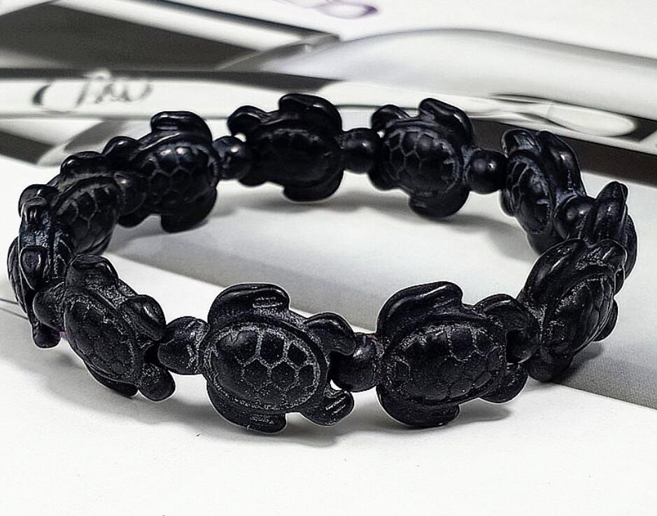 Green Stone Turtle Volcanic Dan Baisong Variety Of Natural Stone Male And Female Models Stretch Bracelet