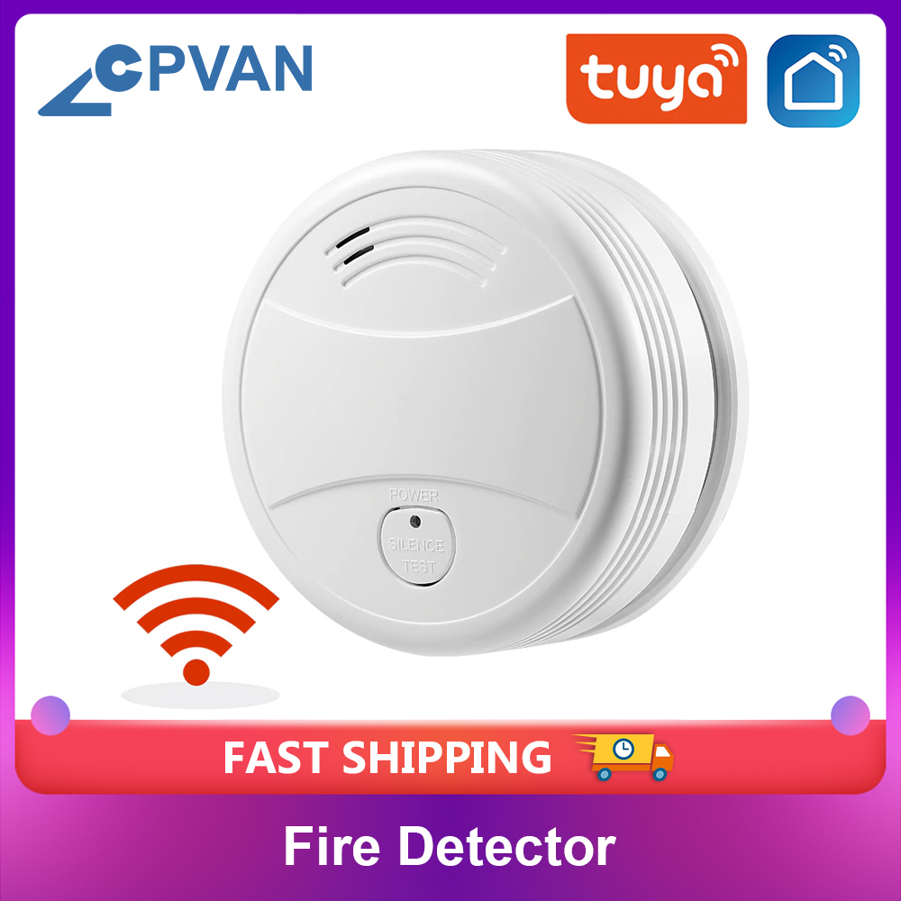Cpvan røgsensor brandalarm smart røgdetektor lav batteri påmindelse beskytte alarm sensor  en14604 ce certificeret branddetektor