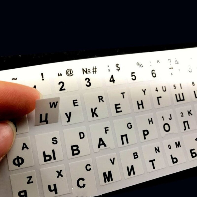 1PCs Russian Transparent Keyboard Stickers Black White Label Letters for Notebook Computer PC Laptop: NO.1