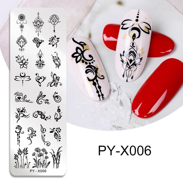 PICT YOU-plantillas para estampado de uñas, plantilla para estampado de uñas con formas geométricas, imagen DIY de hojas de animales para pulir uñas: PYX006