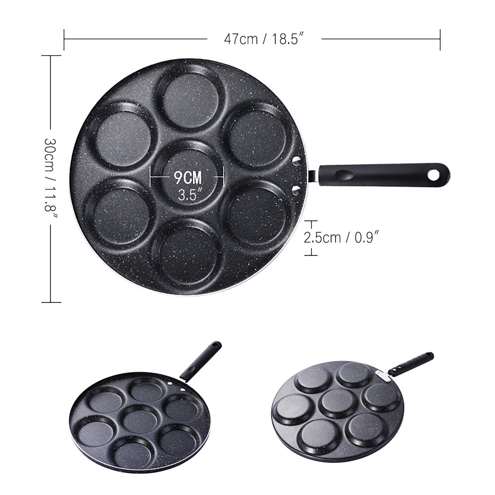 7-Gat Omelet Pan Voor Eieren Ham Pannenkoek Maker Braadpannen Non-stick Geen Olie-Rook ontbijt Grill Pan Kookpot