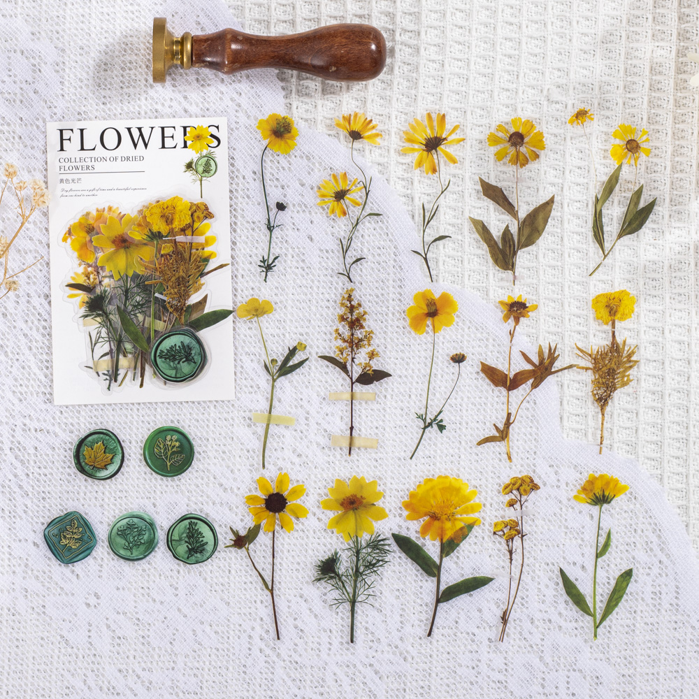 40 pcs/pack Vintage Dried flower Leaf specimen Stickers aesthetic Creativity Decor Junk Journal Scrapbooking Material Supplies
