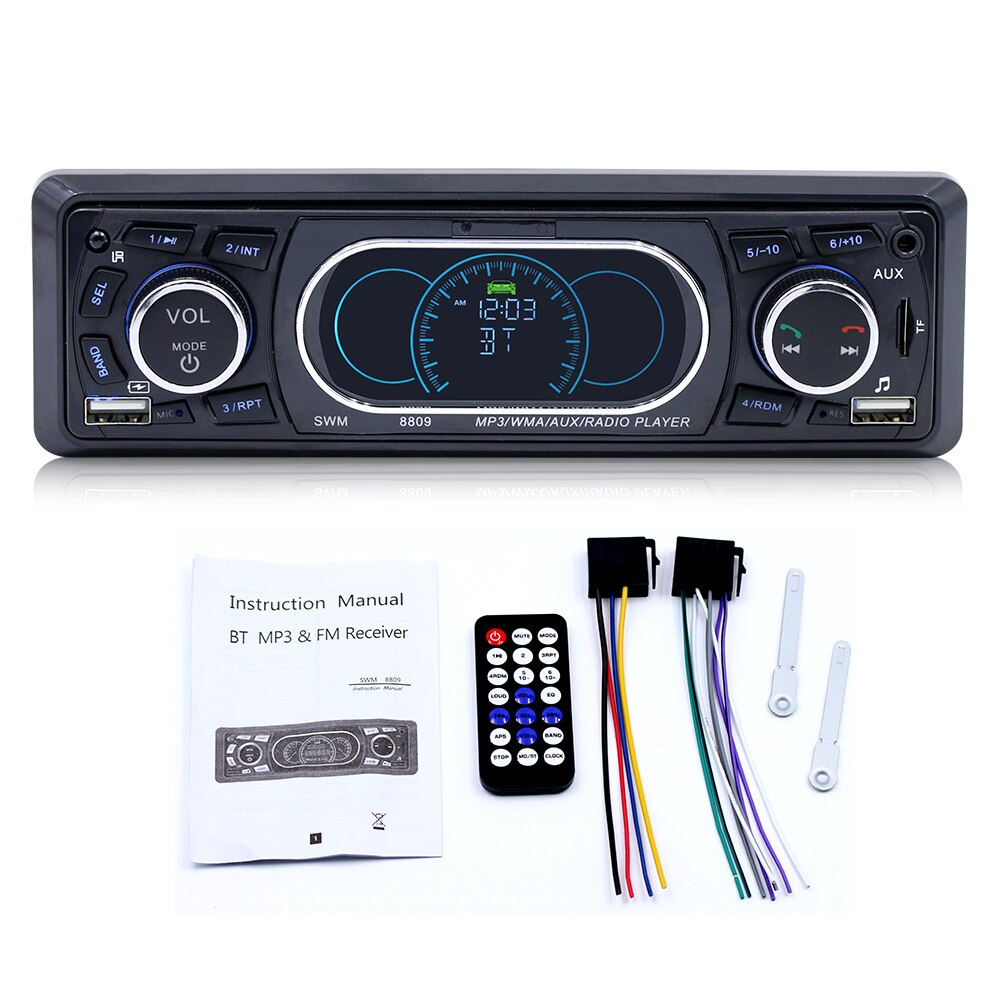 Lecteur MP3 WMA stéréo, double écran LCD, Bluetooth automatique, Audio AUX, Radio FM, Port de Charge USB