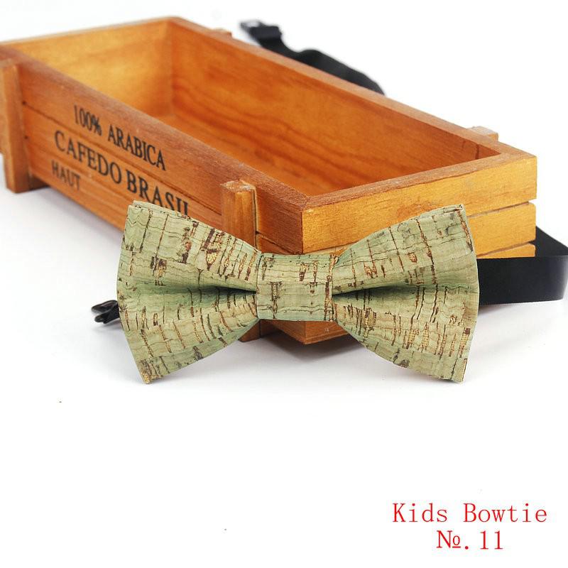 Brnad Neue freundlicher Kork Holz Bogen Krawatten freundlicher Neuheit Handarbeit Solide Krawatte für freundlicher Hochzeit Party verrotten Holz bowtie: Kinder-11
