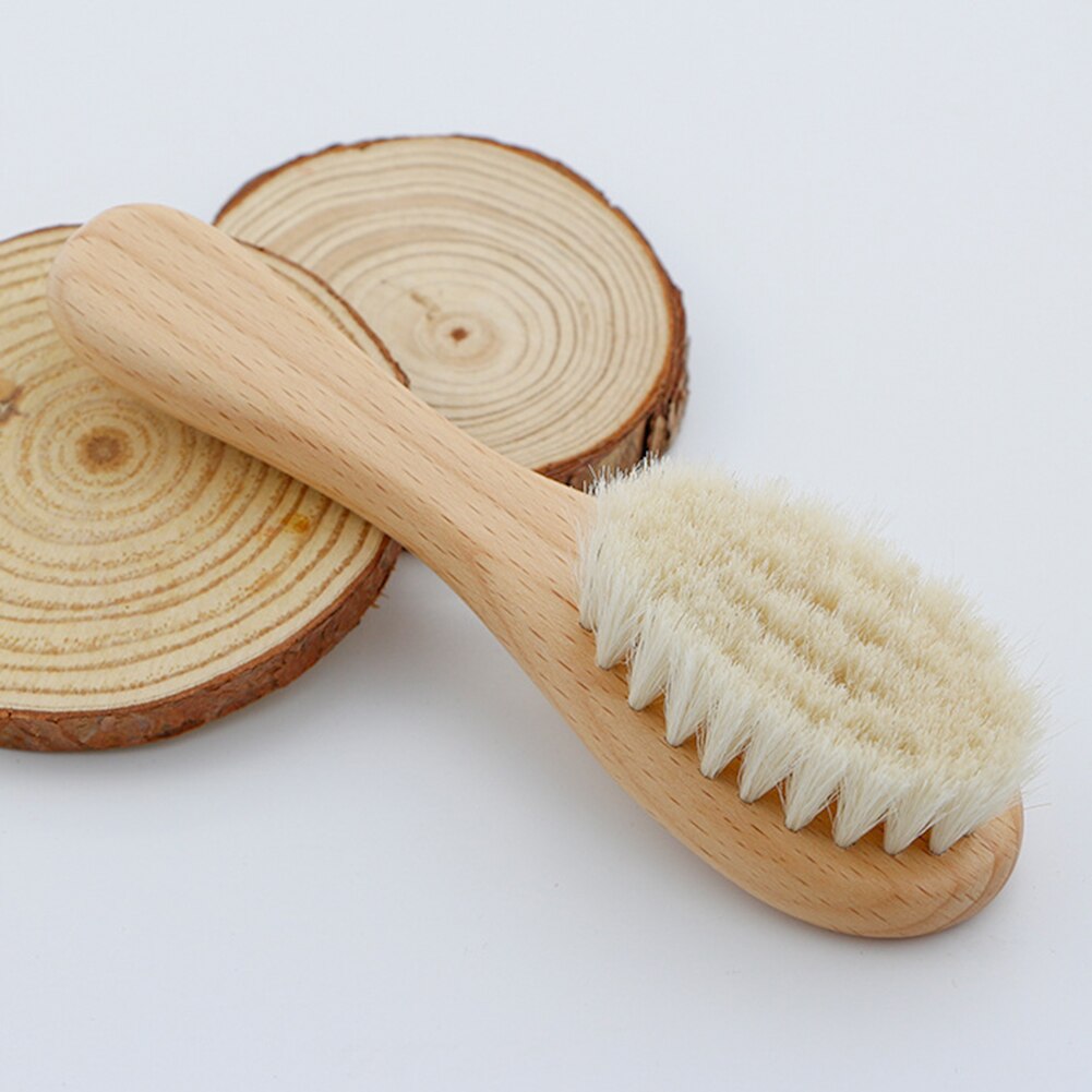 Newborn Soft Brush Wooden Comb Baby Shampoo Bath Brush Baby Bath Supplies Tools for Household Children Learning Ornament#38