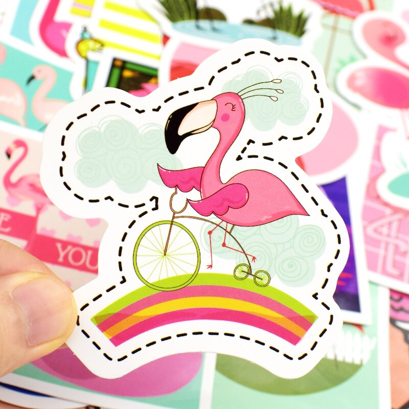 50pcs Flamingo cartoon pink girl laptop sticker for MacBook/HP/xiaomi Vinyl laptop stickers for 12 13 14 15.4 17
