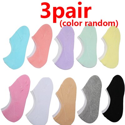 3pair/lot Lady Casual Breathable Ankle Boat Socks Girls Invisible Non-slip Cotton Socks Women Low Cut Bright Color Socks: 3pair style 1