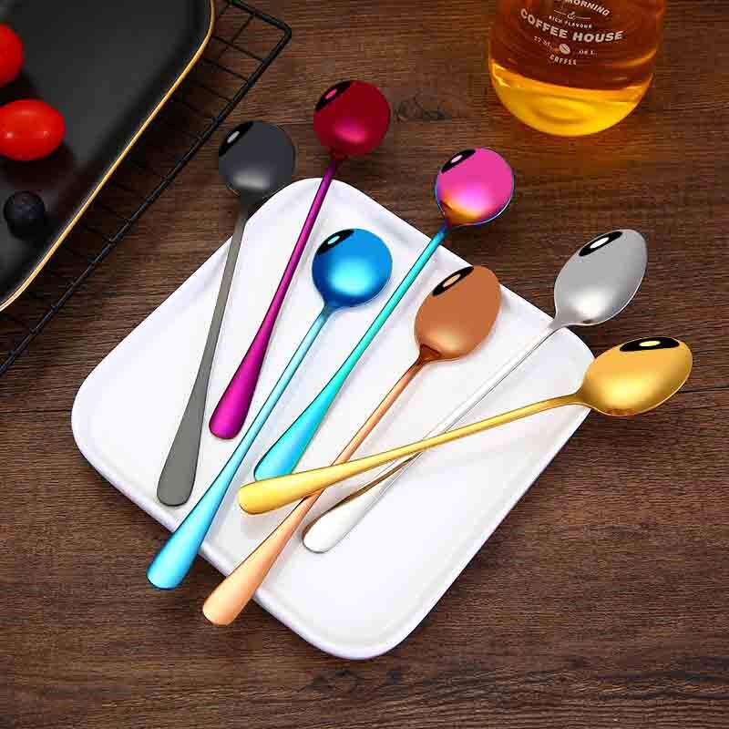SEEAN Wood Soup Coffee Spoons Teaspoon for Eating Mixing Stirring Cooking, Long Handle Spoon with Japanese Style Kitchen Utensil