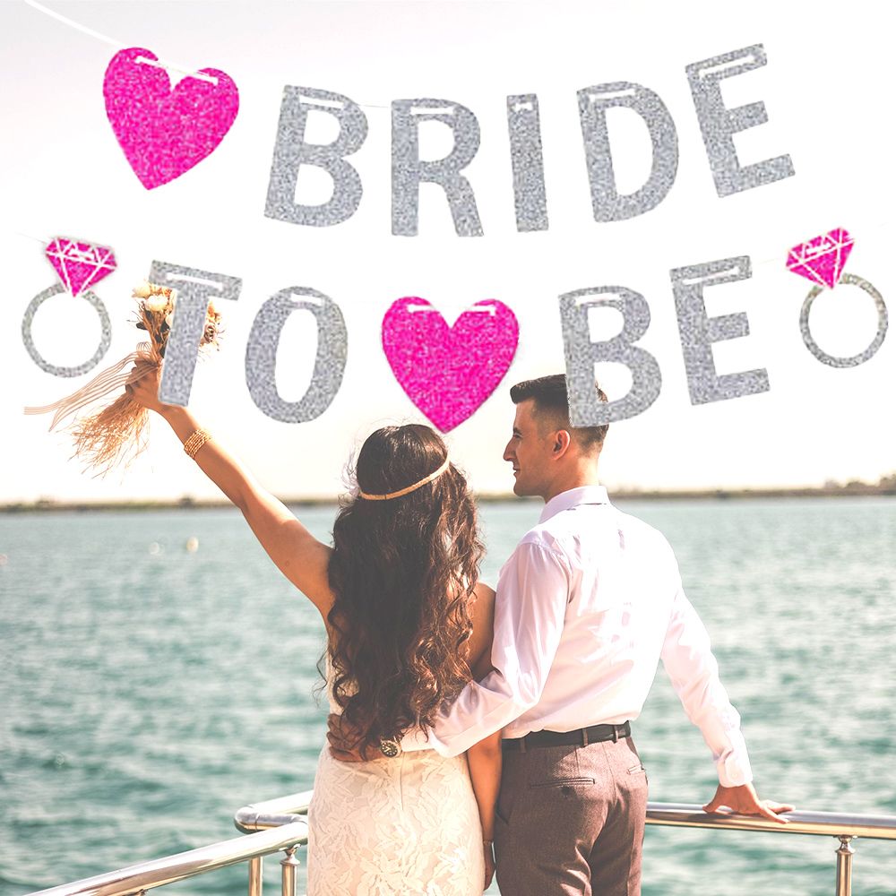 Pink Glitter Paper Banner Bride To Be Letter Flags Garland Banners Bachelorette Party Decoration DIY Wedding Accessories