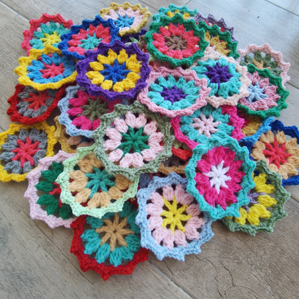 8.5cm Handmade Crochet Original Doilies Flowers Cup Mat Photo Props Decorative Placemat DIY Clothes Accessory Sewing Supplies 50