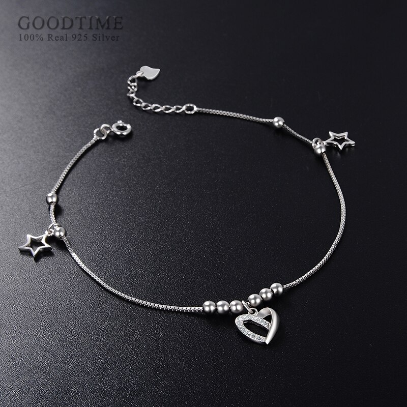 Mode Vrouwen Enkelband 925 Sterling Zilver Liefde Hart Ster Zilver Zirkoon Dame Decoratie Sieraden Voor Voet Accessoires Dress Up