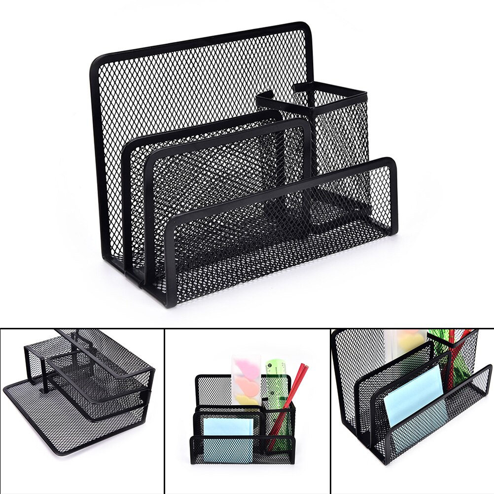 Multi-functional File Paper Organiser Storage Collection Metal Mesh Desk Organizer Pen Holder Stationery Office School Supplies