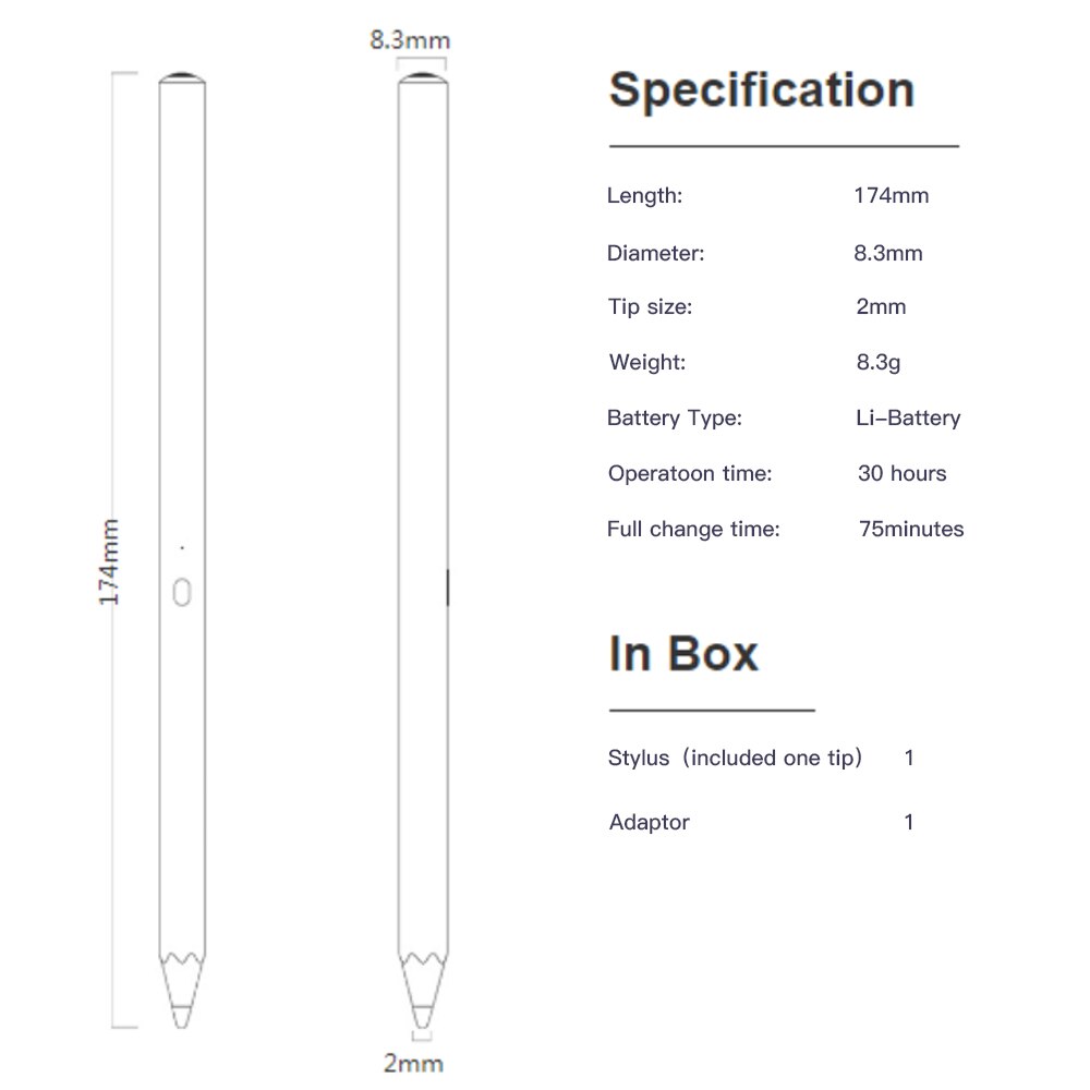 Pen Stylus Styli Compatible with Surface Pro 3/4/5/6/7 Laptop Book Go1/2 30 Hours 2mm