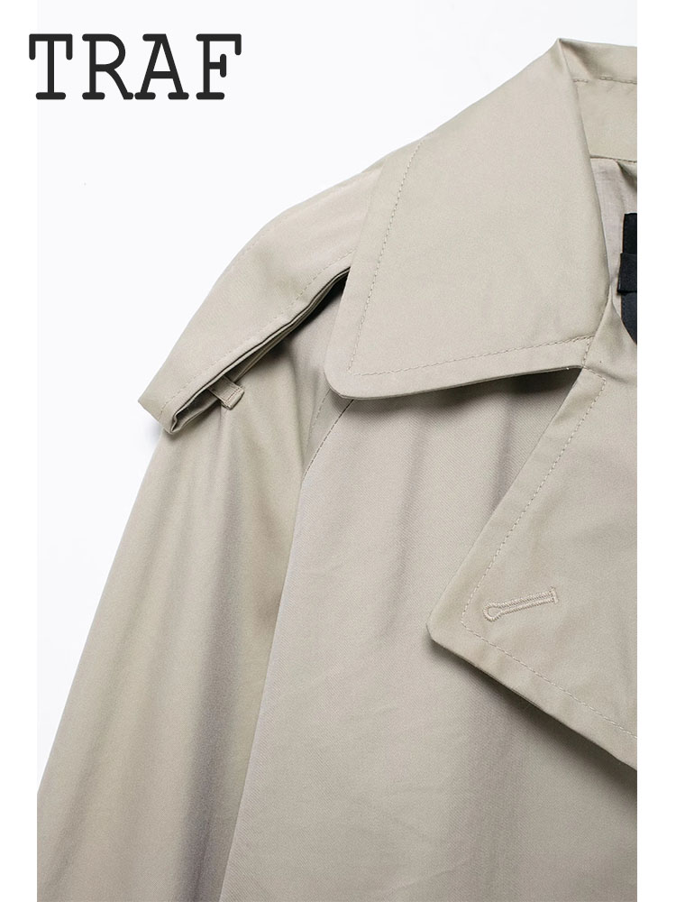 Traf Casual Stijl Korte Jas Top Voor Vrouw Dubbele Rij Knopen Damesjack Met Lange Mouwen Twee Kleuren Dagelijkse Bovenkleding
