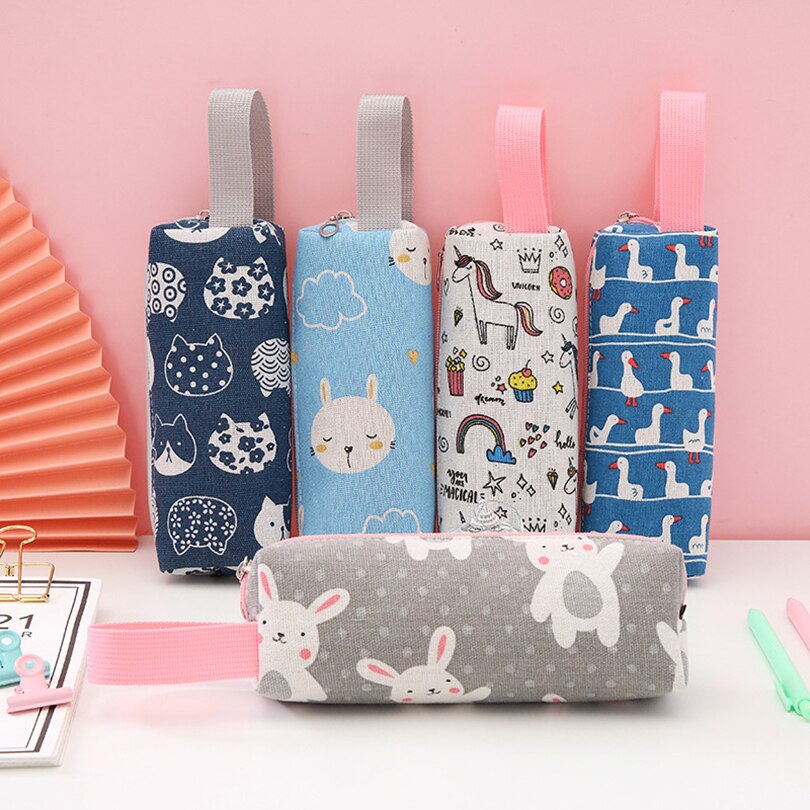 Pencil Case Unicorn Korean Stationery Trousse Scolaire Large Capacity Canvas Pencilcase Estuche Escolar School Pencil Pouch