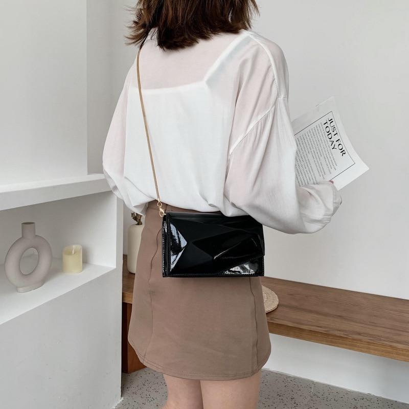 Mini Tas Vrouwen Mode Lakleer Heldere Vierkante Sling Bag Keten Schoudertas/Crossbody Tas