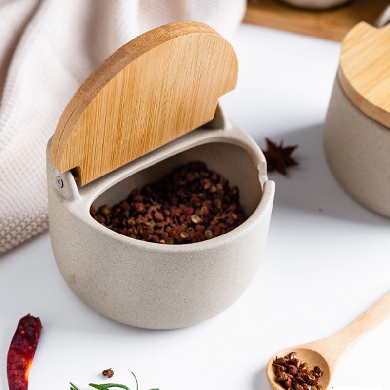 Kök krydda burk olja flaskuppsättning hushåll keramisk krydda låda salt shaker kryddflaska full uppsättning japansk stil