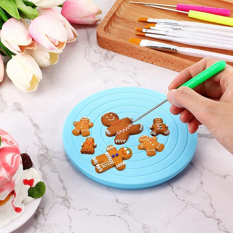 Cookie Decorating Kit,Round Cookie Turntable Decorating,Cookie Decoration Brushes Revolving Cookie Swivel Stand
