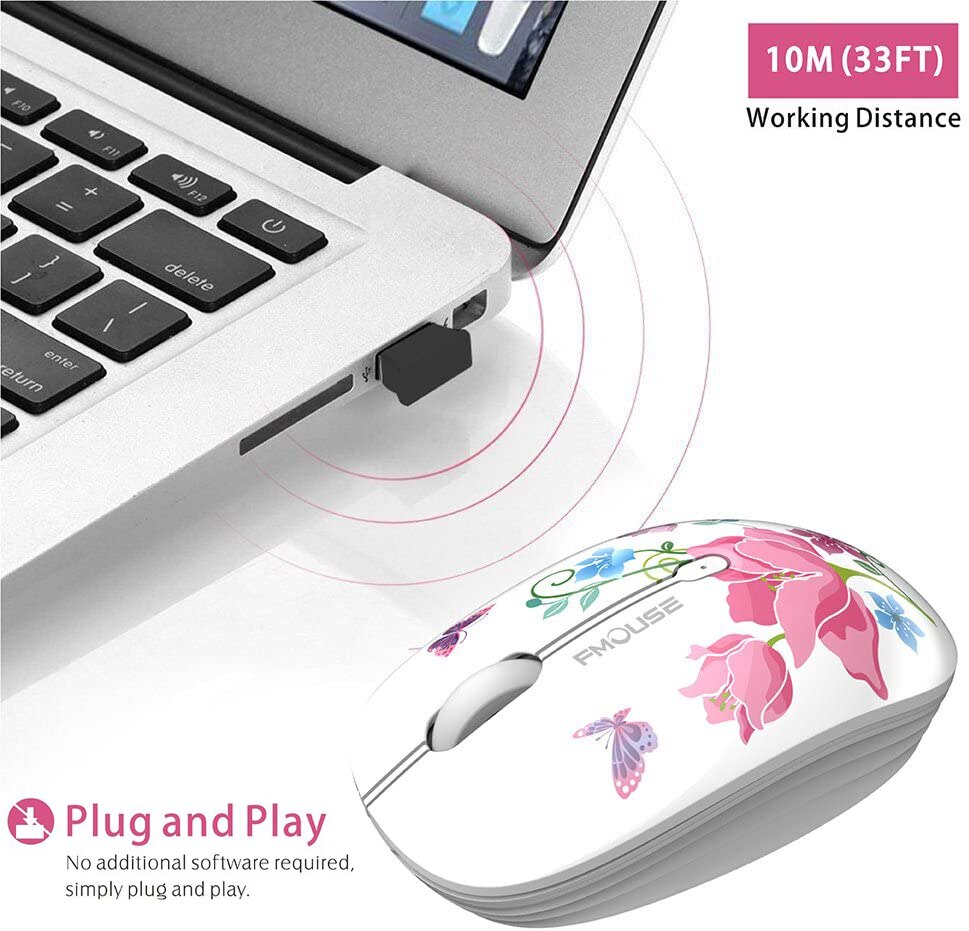 M101 Ergonomics Wireless Mouse 2.4G Cute Optical Cartoon Computer Silent Mice With USB Receiver for Laptop Kid Girl Macbook