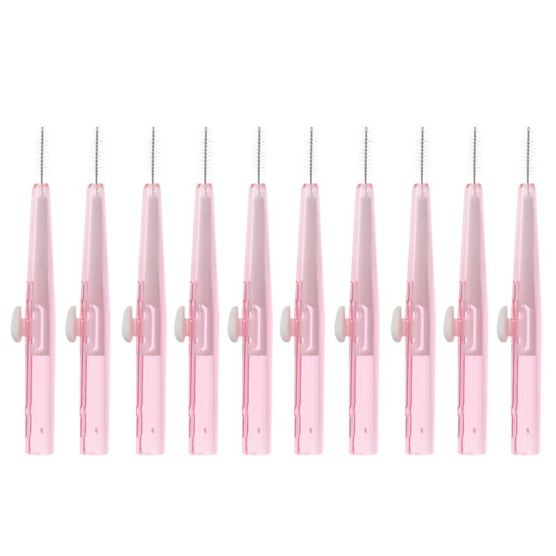 10pcs Interdental Brush Useful Tooth Floss Pick Interdental Brushes Dental Care Cleaning Brushes Teeth Interdental Brushes: Pink