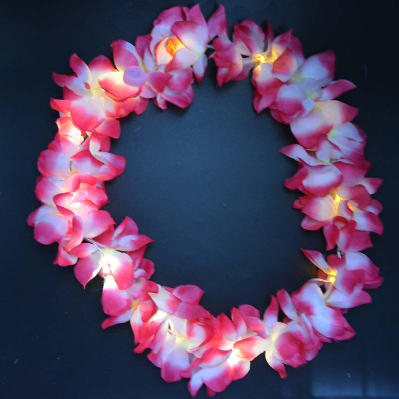 DE BODA carnaval LED Hawaiano LEI HULA luz flor collar guirnalda de de disfraces mucho
