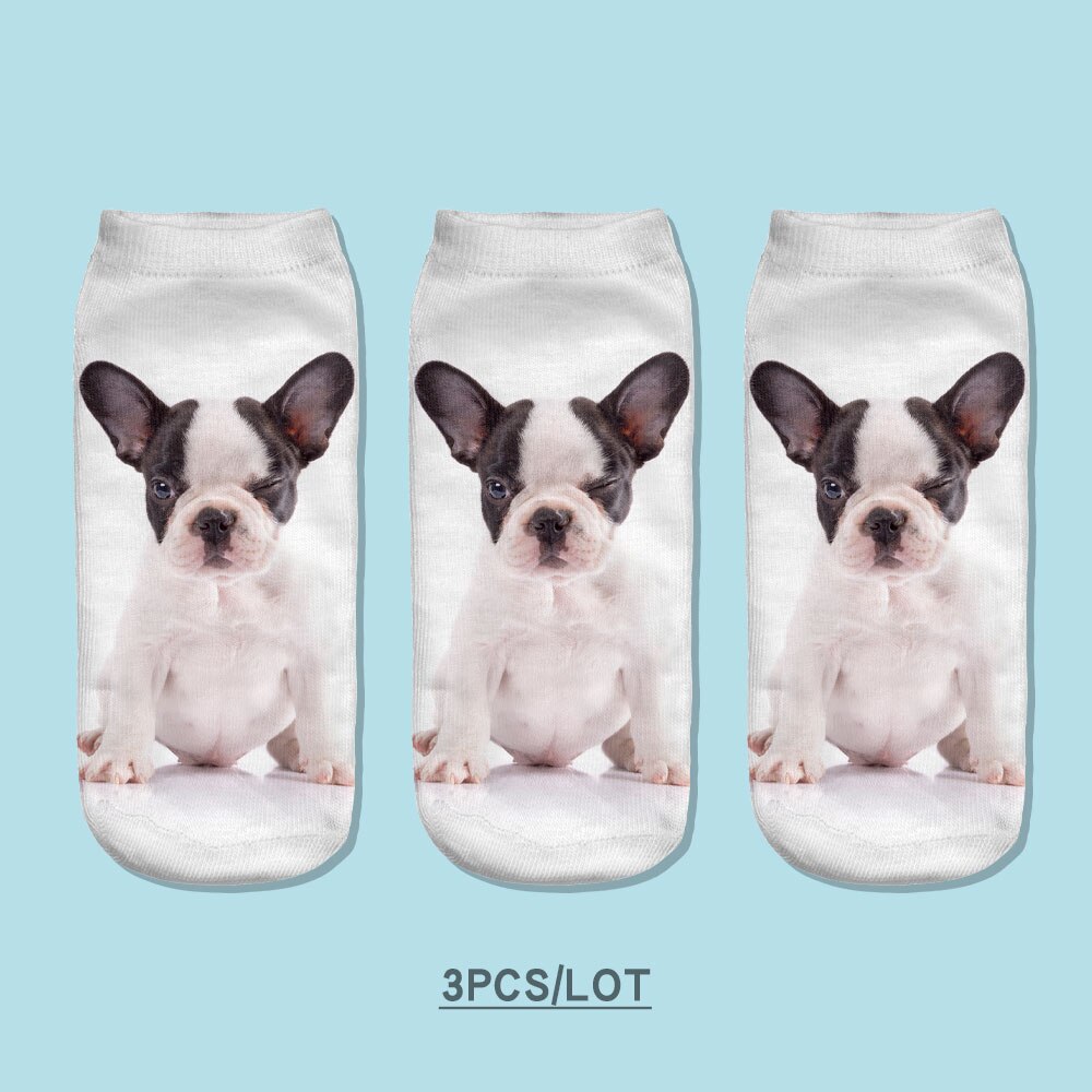 3pcs/Lot skarpetki Dog Sock Cute Floral Socks Women Harajuku Art Socks Funny Cotton Fasion Kawaii Ankle Happy Socks: S41208