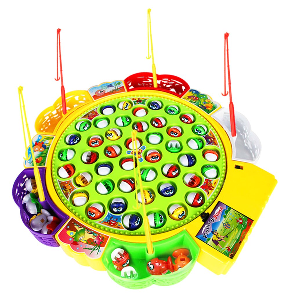 Fun Fishing Game Set Electronic Musical Rotating Fishing Board Games Toys