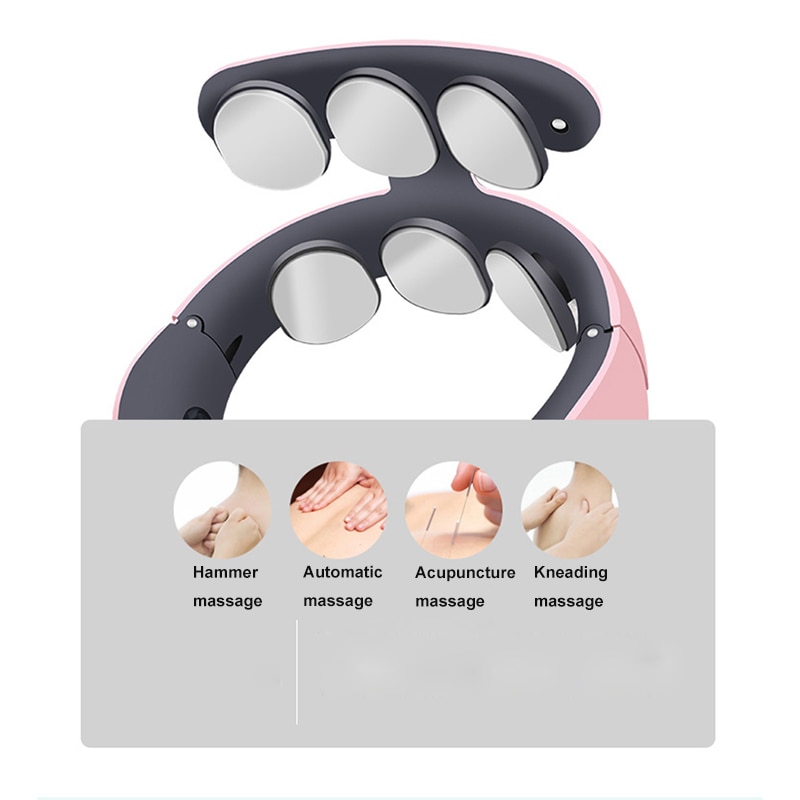 6 Head Neck Massager Smart Massager With Heating Electric Cervical Vertebra Pain Relief Tool Neck Back Relaxtion Health Care